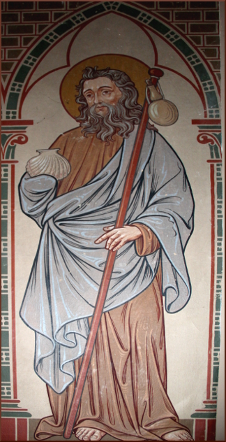 Saint Jacques peinture murale �glise St-Lambert � Longchamps